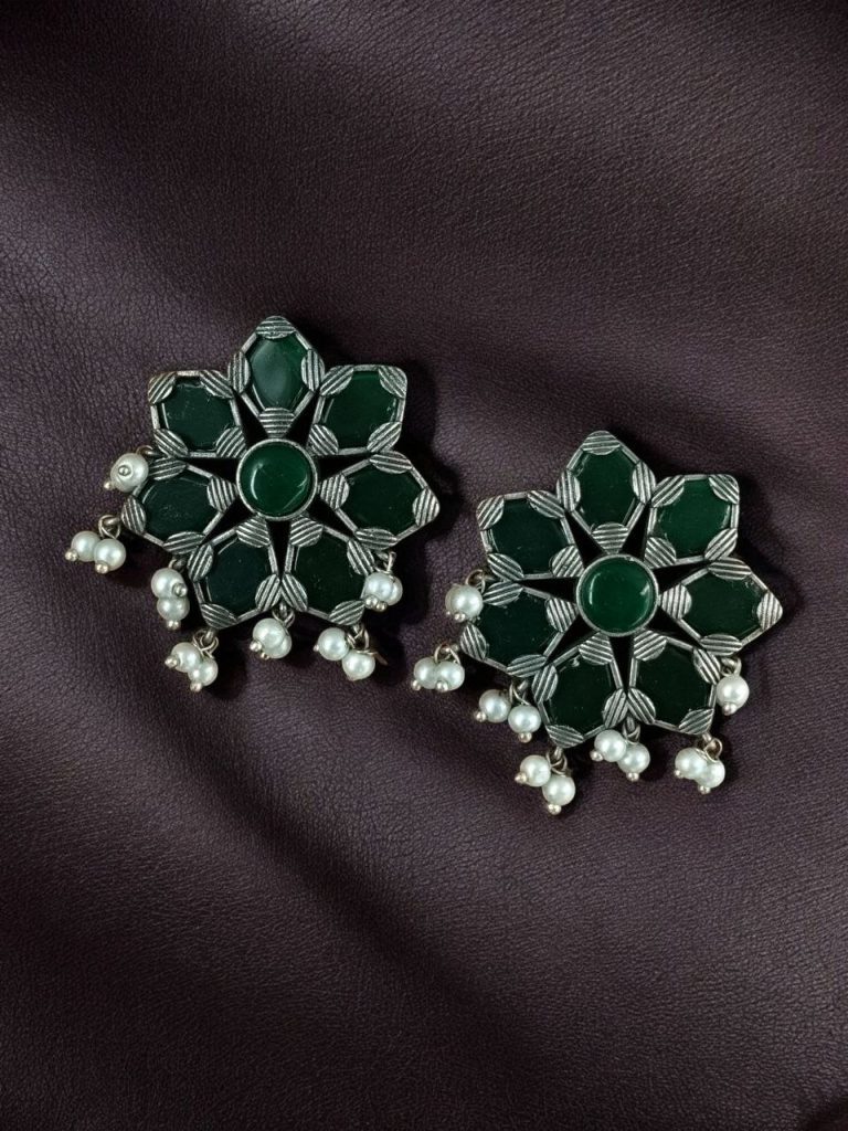 Bulk 566 Beautiful Brass Stone Stud Earrings – Perfect for Everyday Use - ''Green''