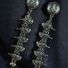 Beautiful German silver bird stud earrings with hanging design, lightweight and perfect for ethnic and festive wear.