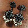 Unique German silver earrings with colorful stone, ethnic traditional design.