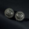 Silver‑plated brass ethnic stud earrings