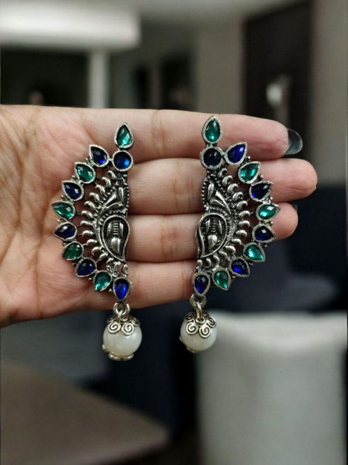 Ethnic alloy earrings with colorful stones