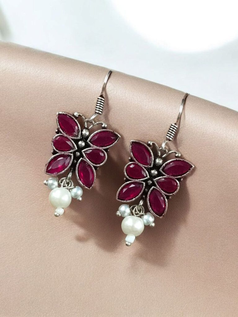 Bulk 520 Beautiful Brass Butterfly Hook Earrings with Stones – Best for Daily Use - ''Pink''
