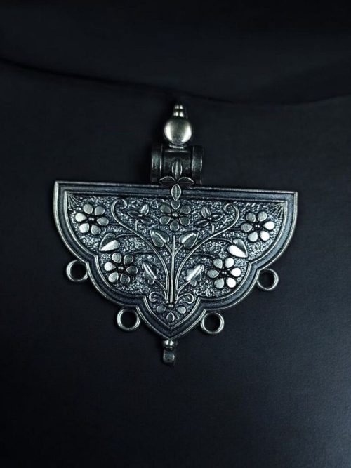 Elegant DIY pendant made from German silver base with silver plated finish, featuring a unique handcrafted design.