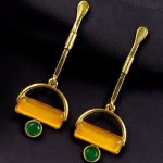 Gold Plated Brass Earrings – A Beautiful Blend of Contemporary Style and Stone Elegance - ''Yellow''