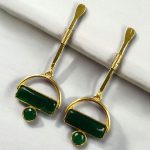 Gold Plated Brass Earrings – A Beautiful Blend of Contemporary Style and Stone Elegance - ''Green''