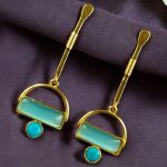 Gold Plated Brass Earrings – A Beautiful Blend of Contemporary Style and Stone Elegance - ''Aqua''