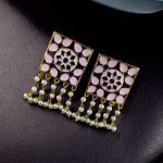 Premium Gold Plated Brass Meenakari Stud Earrings – A Perfect Blend of Ethnic Beauty - ''Baby pink-Blue ''