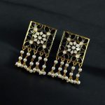 Premium Gold Plated Brass Meenakari Stud Earrings – A Perfect Blend of Ethnic Beauty - ''Black-White ''