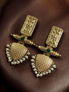 Premium Gold Plated Brass Earrings – A Beautiful Blend of Traditional Elegance and Modern Style - Color: ''Green''