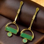 Gold Plated Brass Earrings – A Beautiful Blend of Contemporary Style and Stone Elegance - ''Mint''
