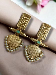 Premium Gold Plated Brass Earrings – A Beautiful Blend of Traditional Elegance and Modern Style - Color: ''Mint''