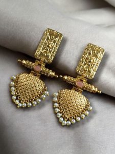 Premium Gold Plated Brass Earrings – A Beautiful Blend of Traditional Elegance and Modern Style - Color: ''BabyPink''