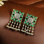 Premium Gold Plated Brass Meenakari Stud Earrings – A Perfect Blend of Ethnic Beauty - ''Mint-Baby pink''