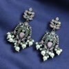 Celebrate tradition with elegance in these Brass Peacock Earrings featuring exquisite stone work and intricate detailing. Designed to complement festive and ethnic outfits, these earrings combine the grace of peacock-inspired motifs with the brilliance of carefully embedded stones.