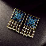 Premium Gold Plated Brass Meenakari Stud Earrings – A Perfect Blend of Ethnic Beauty - ''Blue-Aqua''