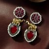 Two-tone elephant earrings with Monalisa stone and pearl work
