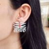 Oxidized Mahakal stud earrings in silver plated finish for women