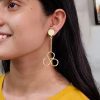 Gold plated dangler earrings with unique ethnic and western fusion design