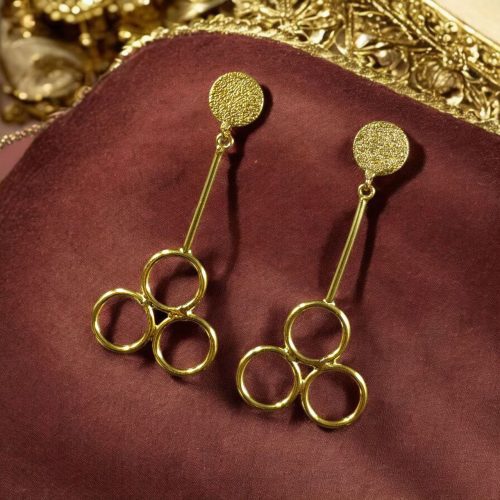 Gold plated dangler earrings with unique ethnic and western fusion design