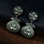 Oxidized Silver Plated Dangler Earrings | Unique Design Western Look Jewelry For Girls - "White"