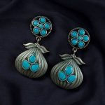 Oxidized Silver Plated Dangler Earrings | Unique Design Western Look Jewelry For Girls - "Aqua"