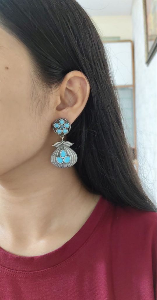 Oxidized Silver Plated Dangler Earrings | Unique Design Western Look Jewelry For Girls