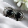 Oxidized round shape earrings with Monalisa stone