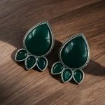 Ethnic Silver Plated Stud Earrings | Monalisa Stone Unique Design Oxidized Jewelry