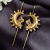 Ethnic gold plated peacock earcuff with half moon design for girls