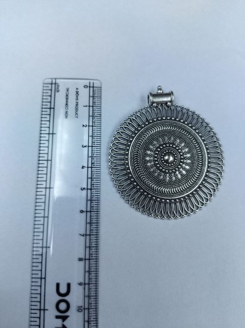 German Silver Round Shape Pendant | Raw Material DIY Jewelry - Image 4