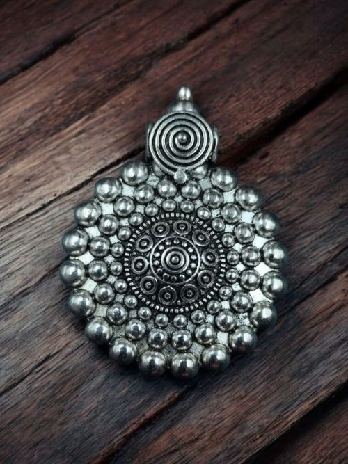 Round German Silver DIY Pendant for Jewelry Making
