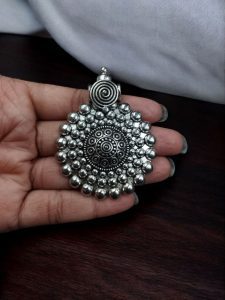 DIY Jewelry Component | Round Pendant in German Silver Finish