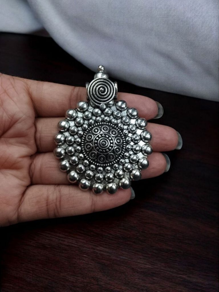 Bulk 586 DIY Jewelry Component | Round Pendant in German Silver Finish