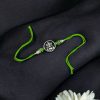 Silver plated Ganesha Rakhi with stones for brother – Raksha Bandhan 2025 gift