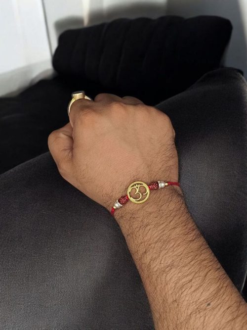 Gold-plated Om Rakhi for brother, Raksha Bandhan