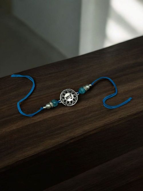 Handcrafted silver Rakhi for Bhai, Raksha Bandhan.