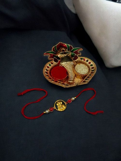 Gold-plated Ganesha Rakhi, Raksha Bandhan 2025.