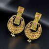 Gold plated pearl and stone fusion earrings for women