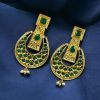 Gold plated pearl and stone fusion earrings for women