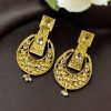 Gold plated pearl and stone fusion earrings for women