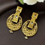 Gold Plated Western Look Earrings | Pearl & Stone Work Unique & Ethnic Jewelry For Women - "White"