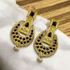 Gold plated pearl and stone fusion earrings for women