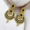 Gold plated pearl and stone fusion western look earrings for women