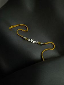 Unique Oxidized Bhai Rakhi | Silver Plated Raksha Bandhan Gifts For Brother 2025 - color: "Yellow"