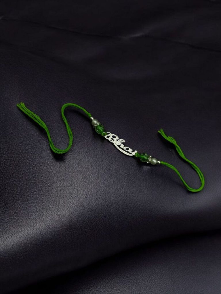 Bulk 616 Unique Oxidized Bhai Rakhi | Silver Plated Raksha Bandhan Gifts For Brother 2025 - "Green"