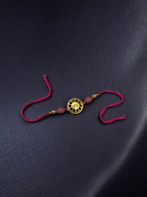Oxidized gold-plated Rakhi for brother.