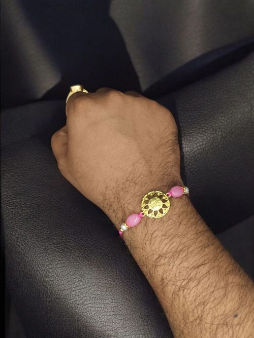 Oxidized gold plated Rakhi for brother.