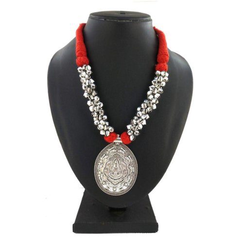 Oxidised Laxmi Ghunghroo Necklace With Adjustable thread - Best For Navratri