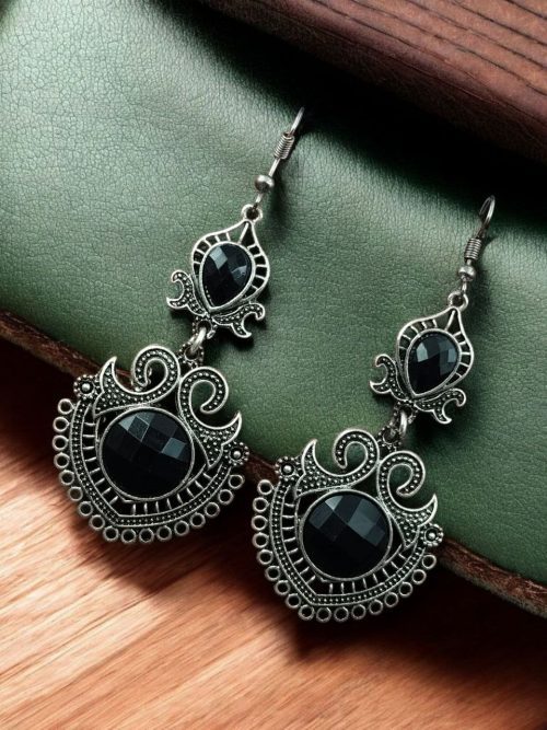Handcrafted Peacock Dangler Earrings | Silver Plated with Stones