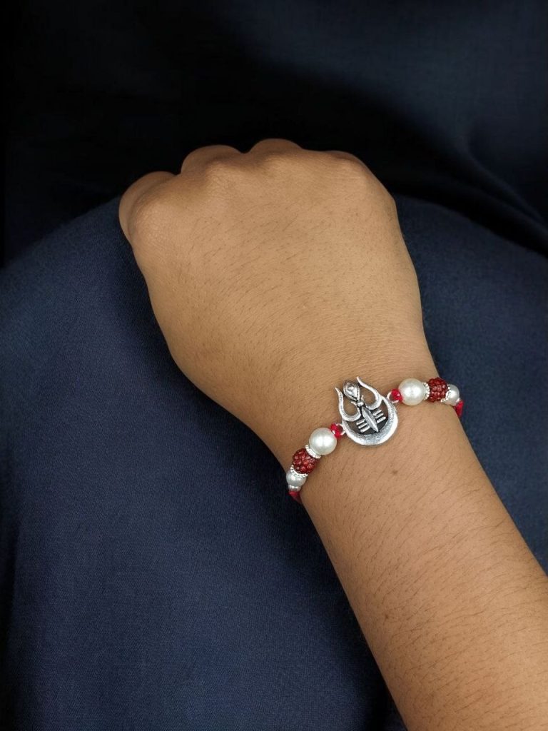 Bulk 584 Elegant Trishul Rakhi for Brother – Silver Plated Design for Raksha Bandhan